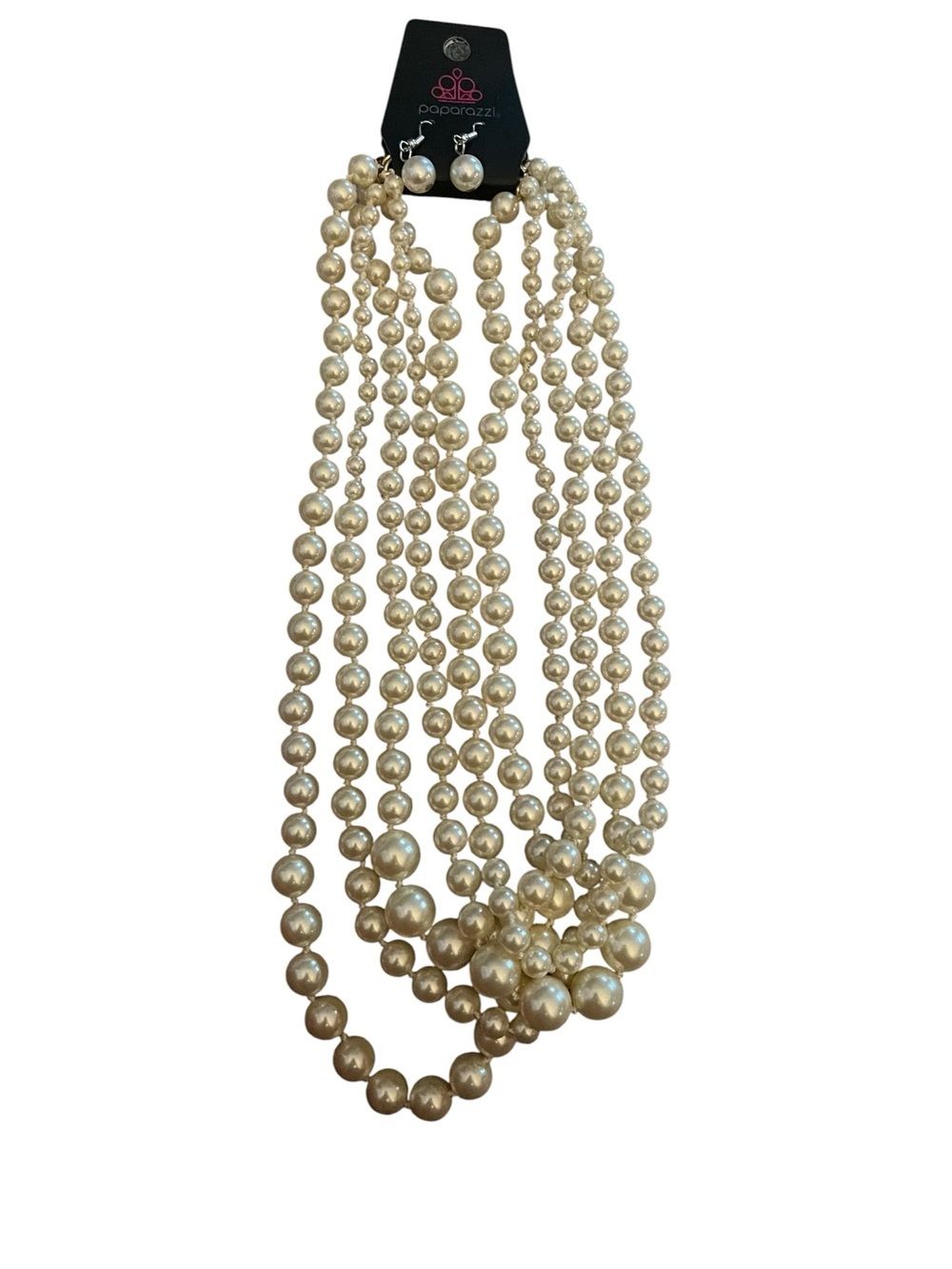Paparazzi Multi-Strand Faux Pearl Necklace and Earring Set NWT - Picture 2 of 5